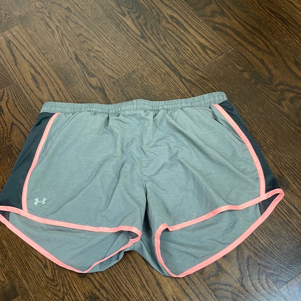 Under Armour Gray Athletic Shorts with Pink Trim